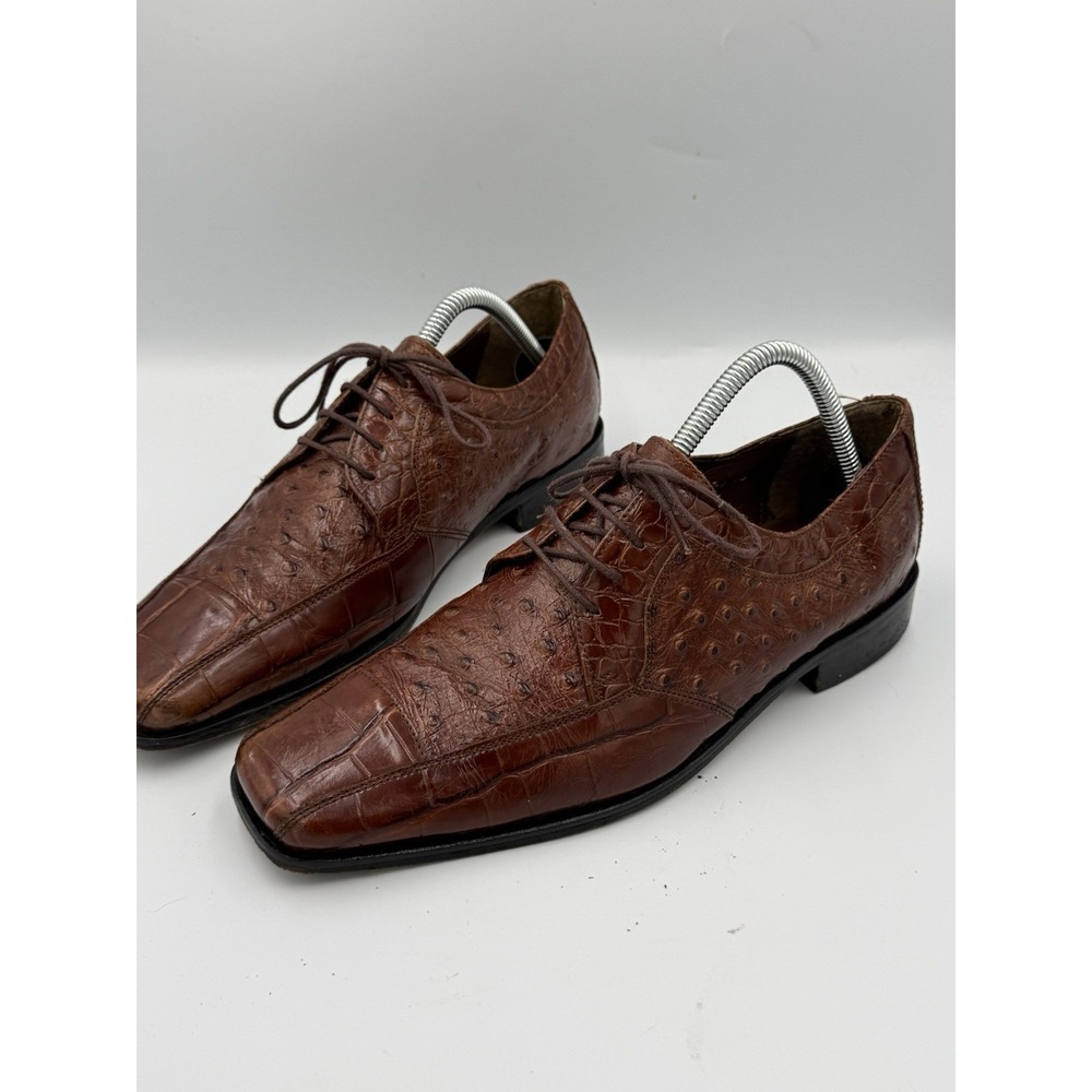 Stacy Adams Oxford Alligator Ostrich Dress Shoes  Men's Size 9 M Brown Leather